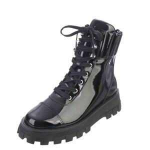 SCHUTZ Black Patent Combat Boots